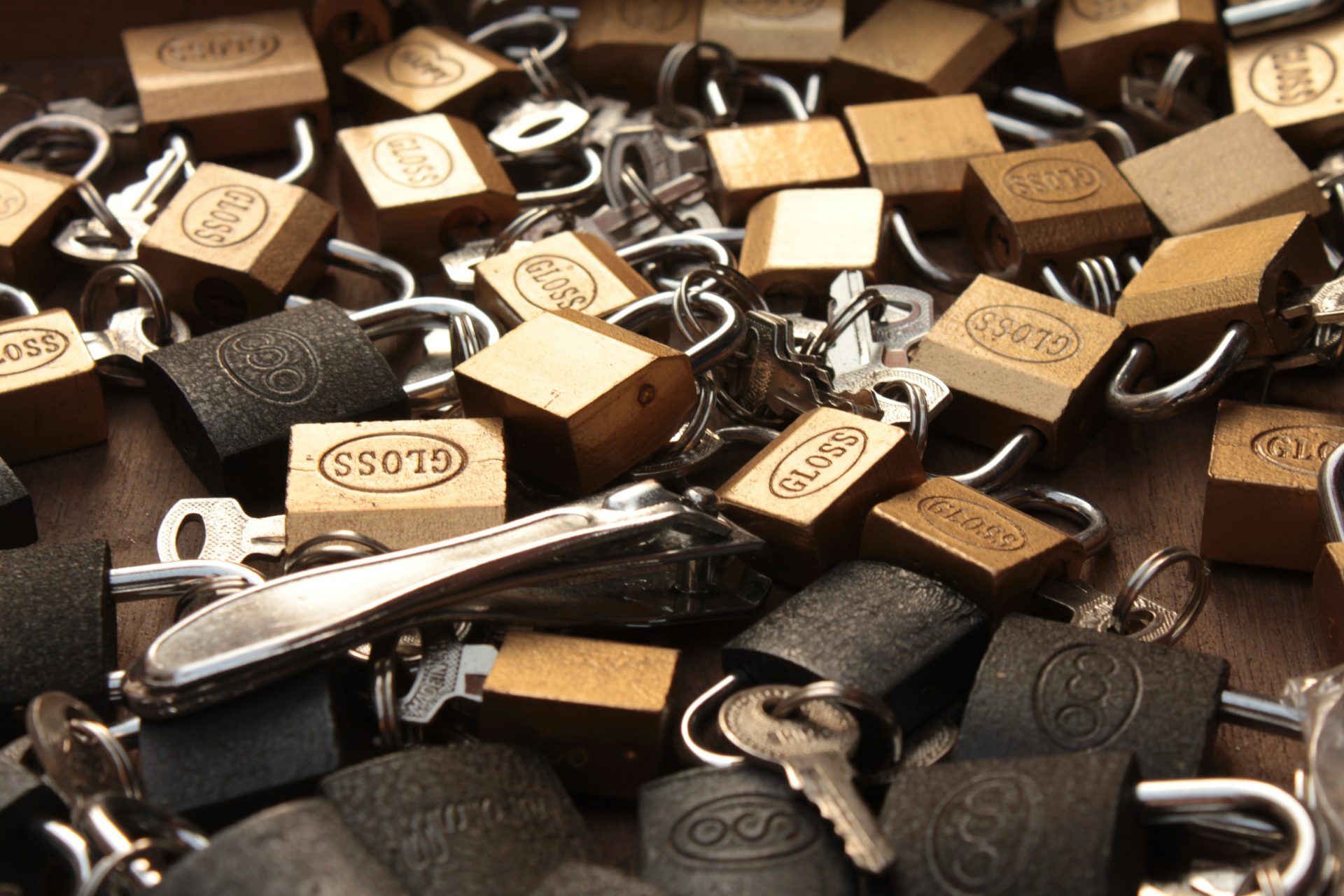 brown and black padlock lot